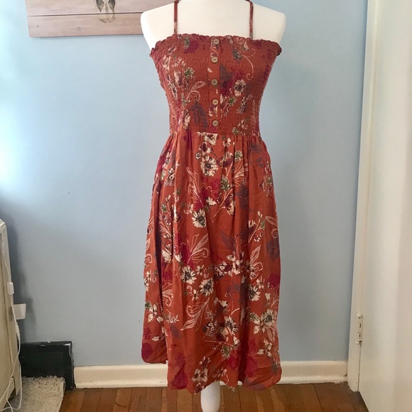 Angie Dresses & Skirts - Angie Smocked Button Front Floral Print Dress